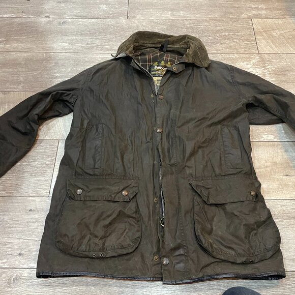 Vintage BARBOUR Border Wax Jacket Parka C44 Large Blue A205 - Picture 1 of 10